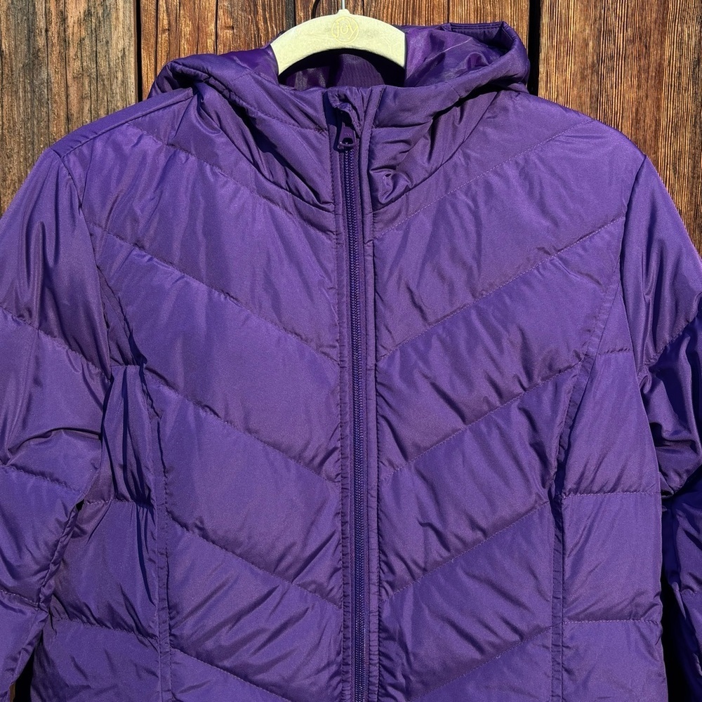 Lands End Down Puffer Coat 600 80/20 Deep Purple Hood Size S 6-8 - Picture 4 of 11